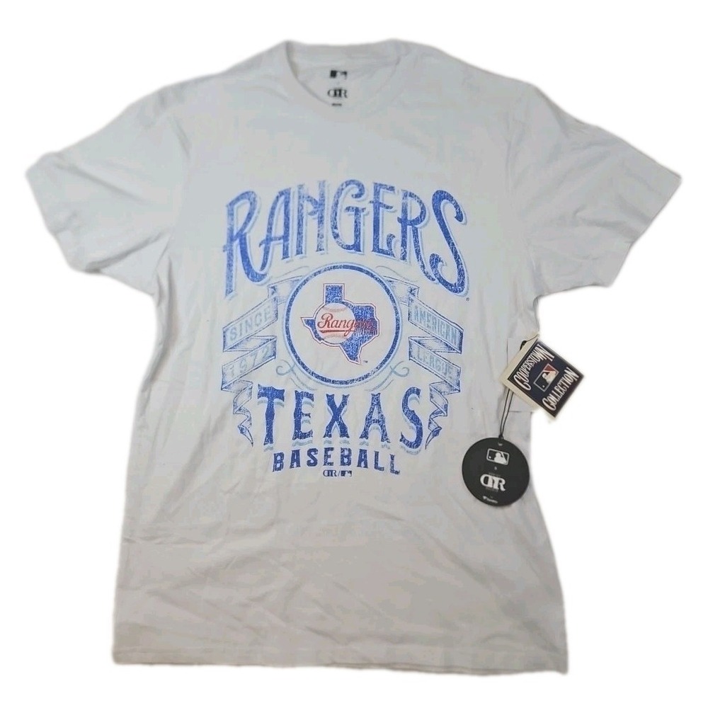 Darius Rucker Men's Medium MLB Texas Rangers Retro Logo T-Shirt White New